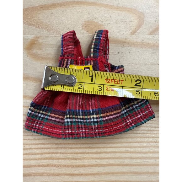 Vintage 1995 Barbie Shelly School Plaid Dress Doll Clothes Red Green Yellow - Picture 4 of 4
